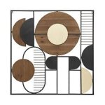 D�co murale cerles et demi - cercles en m�tal et bois 70 x 70 cm