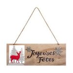 D�co de no�l pancarte en bois joyeuses f�tes