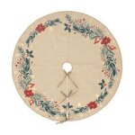 D�co de no�l tapis pour pied de sapin motif poinsettia d 90 cm
