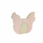 Deco poule bois ?'uf paques 20x17x2cm sauge