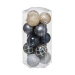 D�co de sapin lot de 15 boules de no�l d 5 cm - champagne bleu et argent