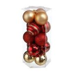 D�co de sapin lot de 15 boules de no�l d 5 cm - rouge et champagne