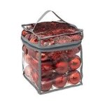 D�co de sapin de no�l kit 52 pi�ces, boule, guirlande et cimier - rouge