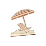 Deco table parasol bois rayures 18x18x4cm orange