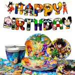 Decoration anniversaire de gragon ball, assiettes en papier jetables gragon ball, d�coration de f�te ...