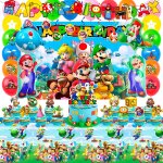 Decoration anniversaire mario bros, articles de table pour f�tes d'anniversaire ensemble de vaisselle ...