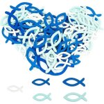 D�coration pour bapt�me communion confirmation poisson bleu blanc 126 pi�ces