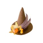 Decoration chapeau feutre automnal 12cm marron