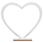 Decoration coeur mariage bois 39x4x37cm blanc
