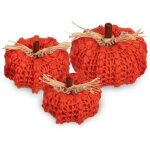 D�coration d�automne - hollyone lot de 3 dindes en tricot - orange - laine et mousse - l�g�res