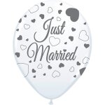 D�coration f�te 8 ballons pour mariage just married blanc - gris 30cm taille unique
