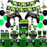 D�coration de f�te de jeu vid�o, ensemble de vaisselle de f�te xff0c; ballons anniversaire etc fournitures ...