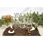 Dcoration gteau bois mariage 12x12cm nature