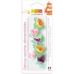 Dcoration gteau scrapcooking 6 mini roses corolles azyme