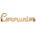 Decoration mot communion bois 27x2. 5x6. 5cm or