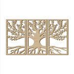 D�coration murale arbre de vie triptyque en bois 70 × 40 cm