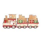 D�coration de no�l en bois santa train - beige et rouge