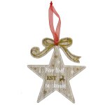 D�coration de sapin � suspendre �toile de no�l en bois