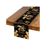 Chemin de table - artoid mode - 75e anniversaire - noir et or - 40x140 cm - 100% polyester