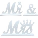D�coration de table de mariage el�gante - inscription  monsieur madame  - haute qualit� blanche