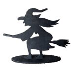 Decoration de table sorciere sur balai - decors de table halloween blanc