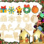 D�corez votre no�l : lot de 12 pendentifs en bois � peindre pour sapin