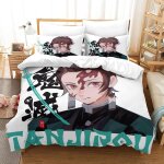 Demon slayer japanese manga impression en d sets de housse couette en microfibre touch�� ultra doux parure ...