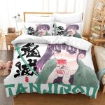 Demon slayer japanese manga impression en d sets de housse couette en microfibre touch�� ultra doux parure ...