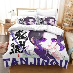 Demon slayer japanese manga impression en d sets housse de couette avec taies d'oreiller microfibre literie ...