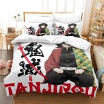 Demon slayer japanese manga impression en d sets housse de couette avec taies d'oreiller microfibre literie ...