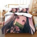 Demon slayer parure de lit imprim�e en d pi�ces housse de couette en polycoton douce et confortable avec ...
