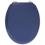 Design abattant wc dolce - charnieres inox - bois moule - bleu marine