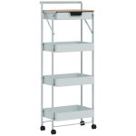 Desserte chariot de rangement 3 paniers tiroir plateau - 4 roulettes, poign�e - m�tal vert d'eau effet ...