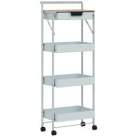 Desserte chariot de rangement 3 paniers tiroir plateau - 4 roulettes, poign�e - m�tal vert d'eau effet ...