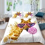 Dessin anim�� girafe housse de couette x imprim�� d animaux mignons parure de lit personnes ado fille ...