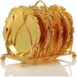 Dessous de verre 6 pi�ces creative dessous de verre avec support d�coratif tapis de tasse en m�tal antid�rapan ...
