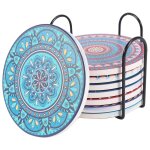 Dessous de verre absorbants en pierre pour boissons, 8 pices, pour table en bois