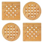 Dessous de verre en bambou, sets de table en bambou rsistants a la chaleur, dessous de verre carrs ...