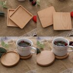 Dessous de verre en bois r�tro rond carr�, 1 pi�ce, antid�rapant, isolant en h�tre, tapis ecologique ...
