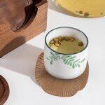 Dessous de verre en bois, pour tasse de th ou de caf, en noyer et htre, lavable pour rfrigrateur ...