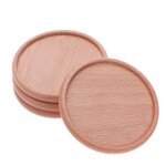 Dessous de verre ecologiques en bois massif ¿ lot de 4 tapis isolants ronds pour tasses, casseroles ...