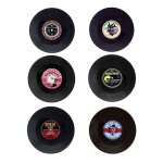 Dessous de verre en plastique vinyle, 6 pices, tapis de tasse rtro noir, rsistant a la chaleur, antidrapan ...