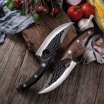 Deux couteaux - chun couteau'abattoir a dsosser filet de poisson, couperet a viande, couteau de cuisine ...