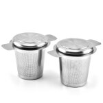 Deux filtres a th� en acier inoxydable 18 / 8 super fins, doubles poign�es de grande capacit�, qui peuvent ...