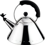 A di alessi 9093 b bouilloire avec poign�e et sifflet oisillon en pa - noir