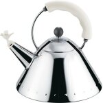 A di alessi 9093 w bouilloire avec poign�e et sifflet oisillon en pa - blanc