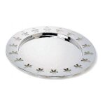 A di alessi - girotondo - plateau rond avec bord ajouré en acier inoxydable A di alessi - girotondo - plateau rond avec bord ajouré en acier inoxydable