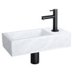 Differnz helios set lavabo 37, 5x18, 5x9, 5 cm � vasque en marbre � avec robinet droit noir mat � ensemble ...