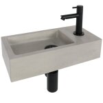Differnz jukon vasque � poser salle de bain 38, 5x18, 5x9 cm ¿ lavabo b�ton gris clair ¿ robinet droit ...