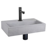 Differnz set lavabo plat 38x24x7 cm ¿ vasque en b�ton gris clair avec robinet ¿ robinet droit eau froide ...